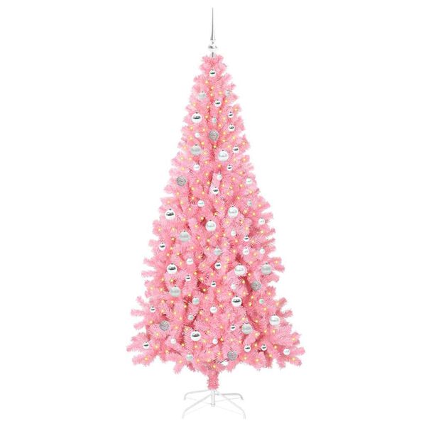 vidaXL Albero di Natale con 300 LED con supporto Rosa 210 cm PVC