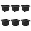 vidaXL Vaso quadrato per fiori 6 pcs Nero 23 x 23 x 17,5 cm Plastica