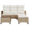 vidaXL Set Divano da Giardino 3 pz con Cuscini a L Beige in Polyrattan