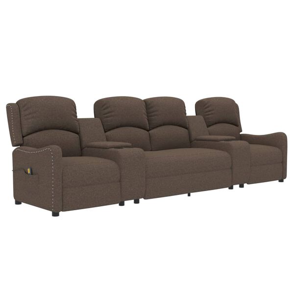 vidaXL Divano Massaggio Reclinabile 4 Posti con Portabicchieri Tortora