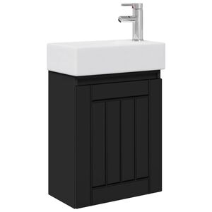 vidaXL Mobile bagno con rubinetto Nero 45,5 x 25,5 x 84 cm