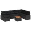 vidaXL Set Divano da Giardino 9 pz Nero polyrattan