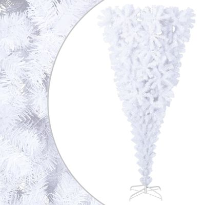 vidaXL Albero di Natale Artificiale Capovolto con Base Bianco 210 cm