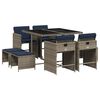 vidaXL Set da pranzo da giardino da 9 pz con Cuscini in Polyrattan Grigio