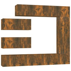 vidaXL Set di Mobili Porta TV 7 pz Rovere Fumo in Legno Multistrato