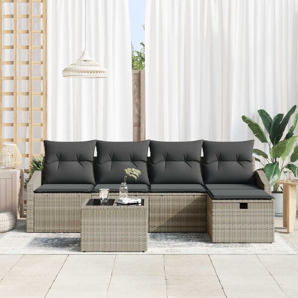 vidaXL Set di divani con cuscino 6 pcs polyrattan