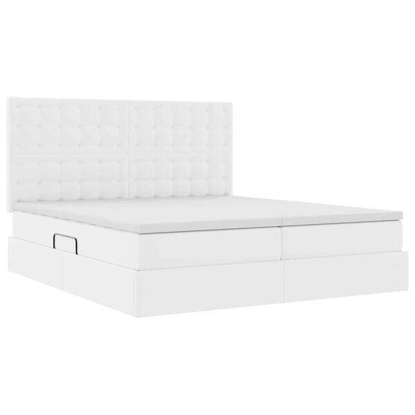 vidaXL Letto con contenitore e materasso Bianco Puro 200 x 200 cm