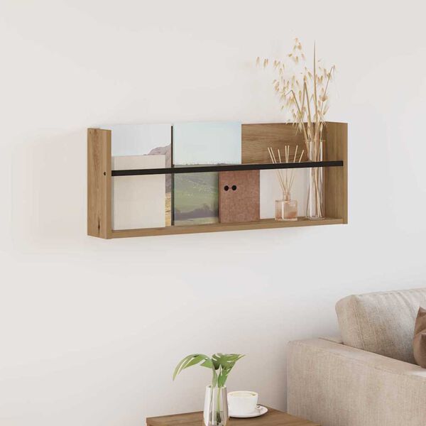 vidaXL Scaffale per riviste Rovere artigianale 80 x 12 x 30 cm
