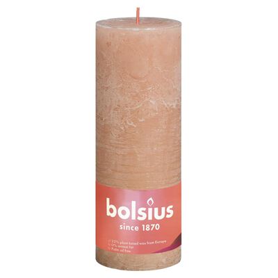 Bolsius Candele Rustiche a Colonna Shine 6 pz 190x68 mm Rosa Nebbia