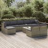 vidaXL Set Divani da Giardino 10 pz con Cuscini in Polyrattan Grigio