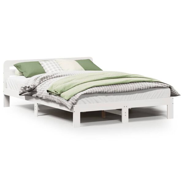 vidaXL Letto senza Materasso Bianco 135x190 cm Legno Massello di Pino