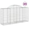 vidaXL Cesti Gabbioni ad Arco 9 pz 200x50x100/120 cm Ferro Zincato