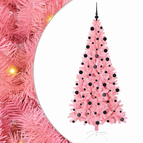 vidaXL Albero di Natale con 300 LED con supporto Rosa 210 cm PVC
