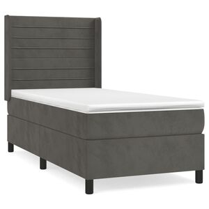 vidaXL Giroletto a Molle con Materasso Grigio Scuro 80x200 cm Velluto