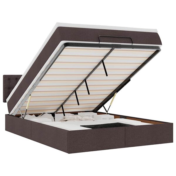 vidaXL Pouf Letto con Materasso e LED Marrone Scuro 140x190 cm