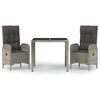 vidaXL Set da Pranzo da Giardino 3 pz con Cuscini in Polyrattan Grigio