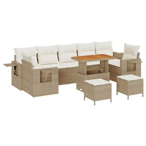 vidaXL Set Divano da Giardino 10 pcs Beige polyrattan