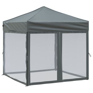 vidaXL Tenda per Feste Pieghevole con Pareti Laterali Antracite 2x2 m