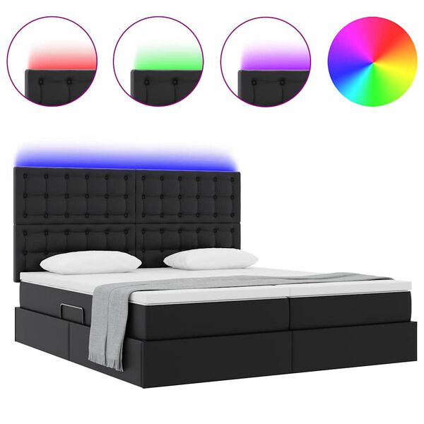 vidaXL Letto con contenitore e LED Nero 180 x 200 cm Pelle sintetica