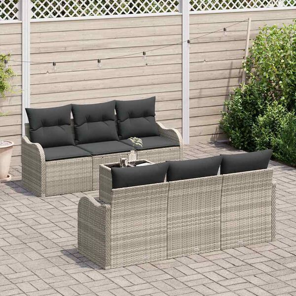 vidaXL Set Divano da Giardino 7 pcs Grigio chiaro 55 x 55 x 37 cm