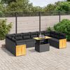 vidaXL Set Divani da Giardino 11 pz con Cuscini in Polyrattan Nero