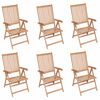 vidaXL Sedie pieghevoli reclinabili, 6 pezzi, in legno massello di teak