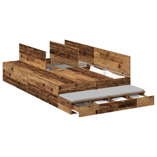 vidaXL Struttura letto con contenitore Legno vecchio 120 cm