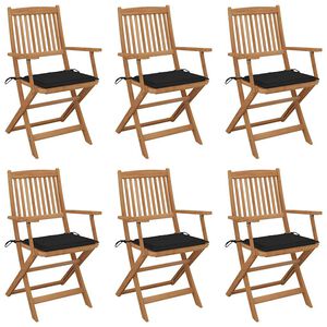 vidaXL Sedie Pieghevoli 6 pz con Cuscini Massello Acacia