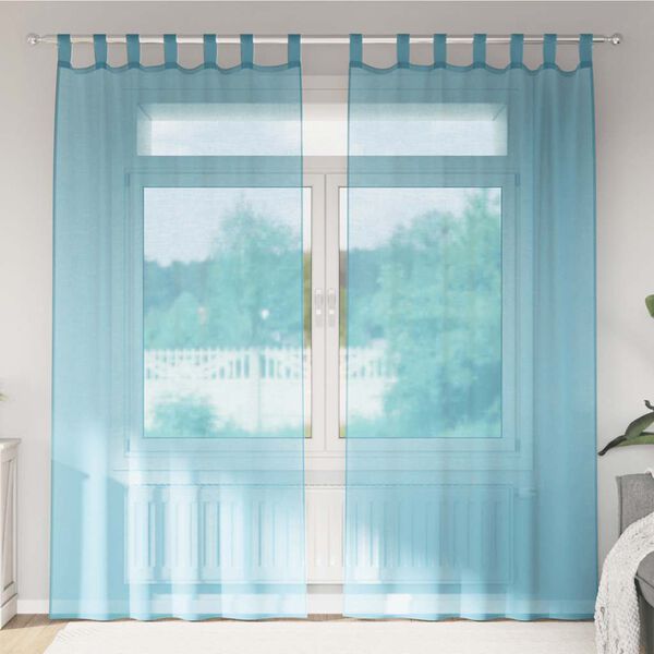 vidaXL Tende in Voile con Passanti 2 pz Turchese 140x225 cm