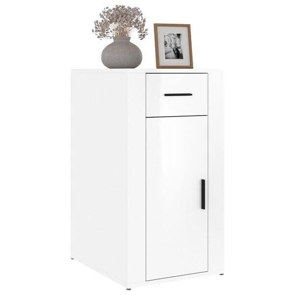 vidaXL Armadietto Scrivania Bianco Lucido 40x49x75cm Legno Multistrato