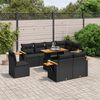 vidaXL Set Divani da Giardino 9 pz con Cuscini Nero in Polyrattan