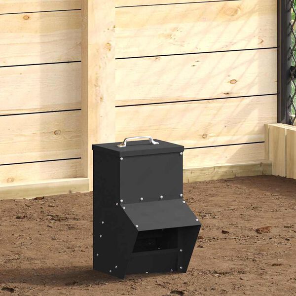 vidaXL Feeder per pollo Nero 20 x 25 x 35 cm Acciaio laminato a freddo