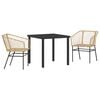 vidaXL Set da Pranzo per Giardino 3 pz Marrone polyrattan