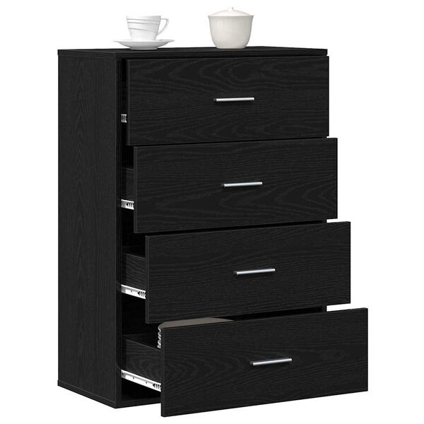 vidaXL Credenza Rovere Nero 60 x 31 x 84 cm Legno multistrato