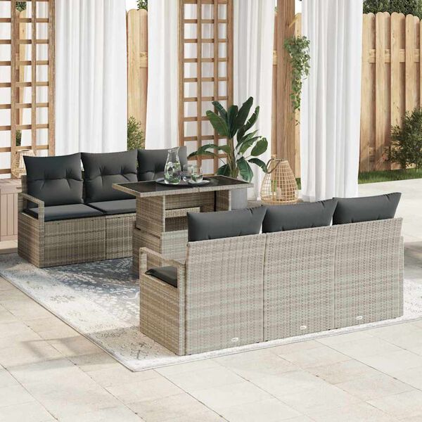 vidaXL Set Divano da Giardino 7 pcs Grigio chiaro 100 x 55 x 73 cm
