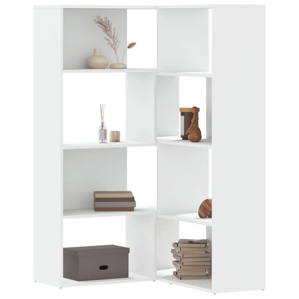 vidaXL Libreria Angolare 4Ripiani Bianca 85x85x140cm Legno Multistrato