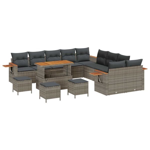 vidaXL Set Divano da Giardino con cuscino 18 pcs Grigio polyrattan