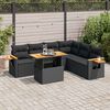 vidaXL Set Divani da Giardino con Cuscini 7pz Nero Polyrattan Acacia