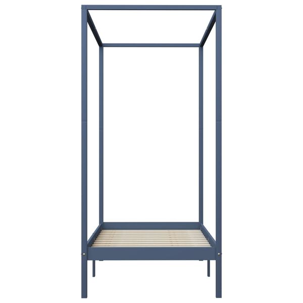 vidaXL Giroletto con Baldacchino senza Materasso Grigio Pino 90x200 cm