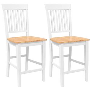 vidaXL Sgabelli da Bar 2 pz Bianchi in Legno Massello di Hevea