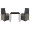 vidaXL Set da Pranzo per Giardino con cuscino 3 pcs Grigio polyrattan