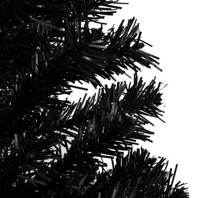 vidaXL Albero di Natale Preilluminato con Palline Nero 210 cm PVC