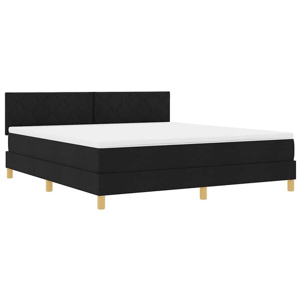 vidaXL Letto a Sorgente LED con materasso Nero 180 x 200 cm Tessuto