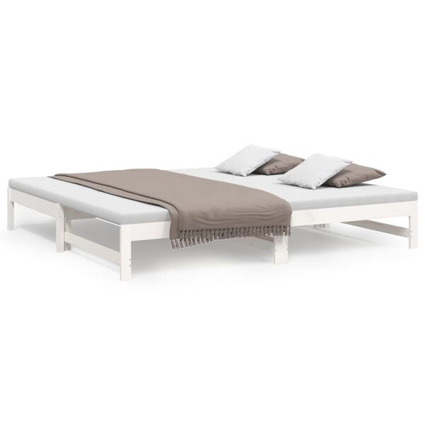 vidaXL Dormeuse Estraibile Bianca 2x(90x200) cm Legno Massello di Pino