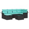 vidaXL Set Divano da Giardino con cuscino 7 pcs Nero Poly Rattan
