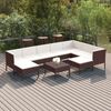vidaXL Set Divani da Giardino 10 pz con Cuscini in Polyrattan Marrone