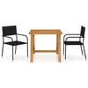 vidaXL Set Mobili da Pranzo per Giardino 3 pz Nero