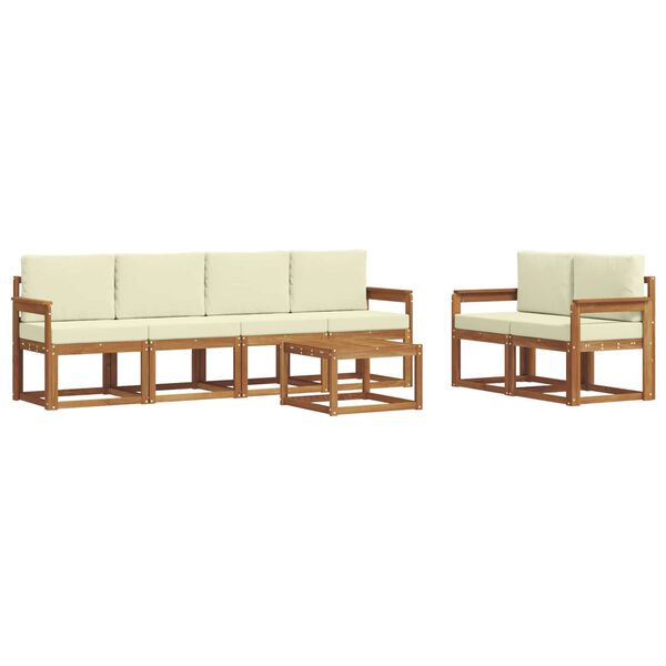 vidaXL Set di divani da esterno con cuscino 7 pcs Naturale e Crema
