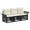 vidaXL Set Divano da Giardino 3 pz Nero polyrattan