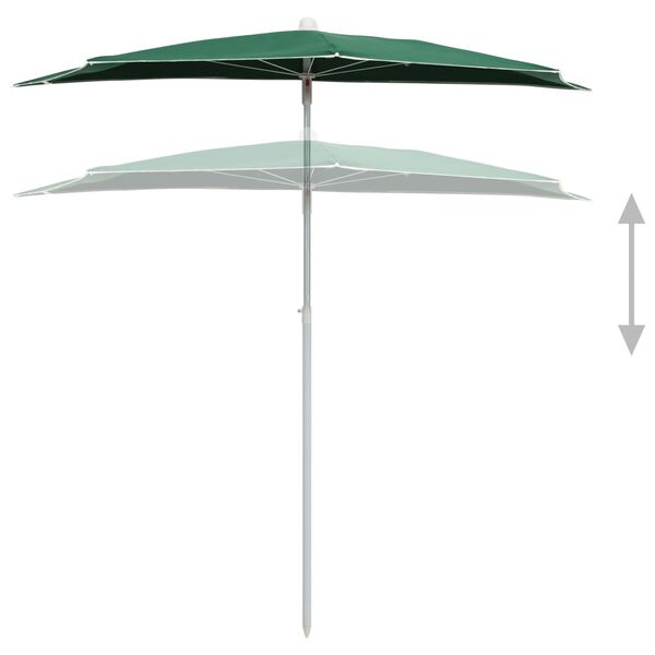 vidaXL Ombrellone Semicircolare da Giardino con Palo 180x90 cm Verde